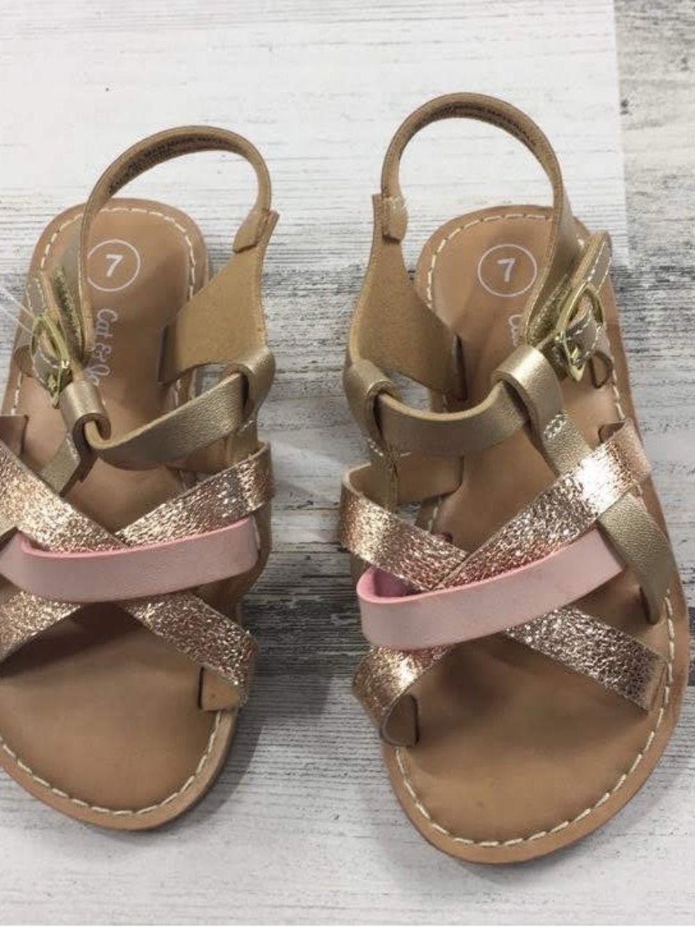 Cat & Jack Rose Gold and Light Pink Crisscross Strap Girls' Sandals